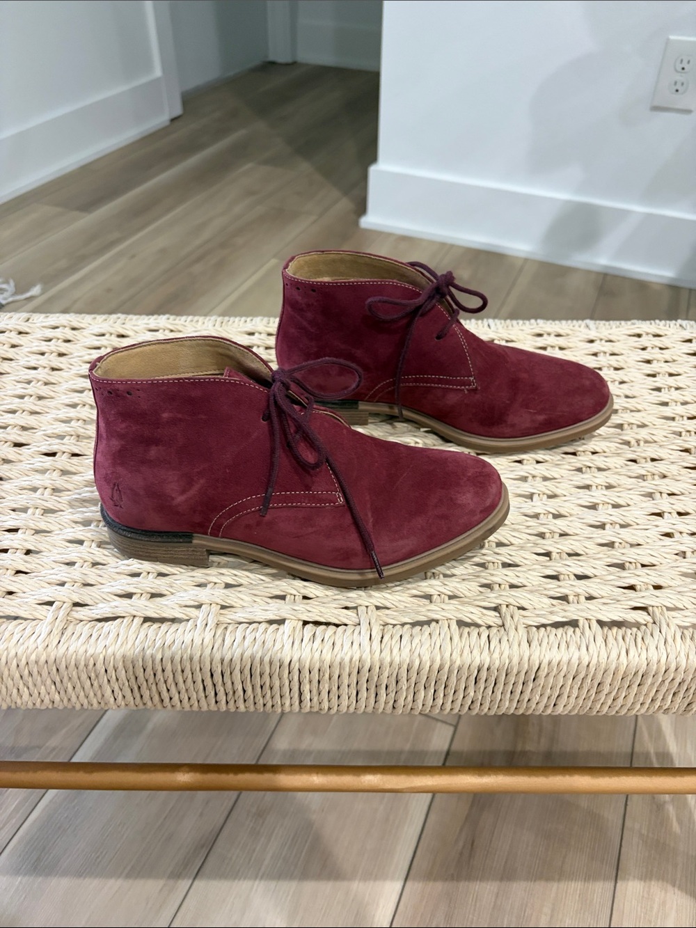 Hush Puppies Women's Burgundy Suede Lace-Up Ankle Boots